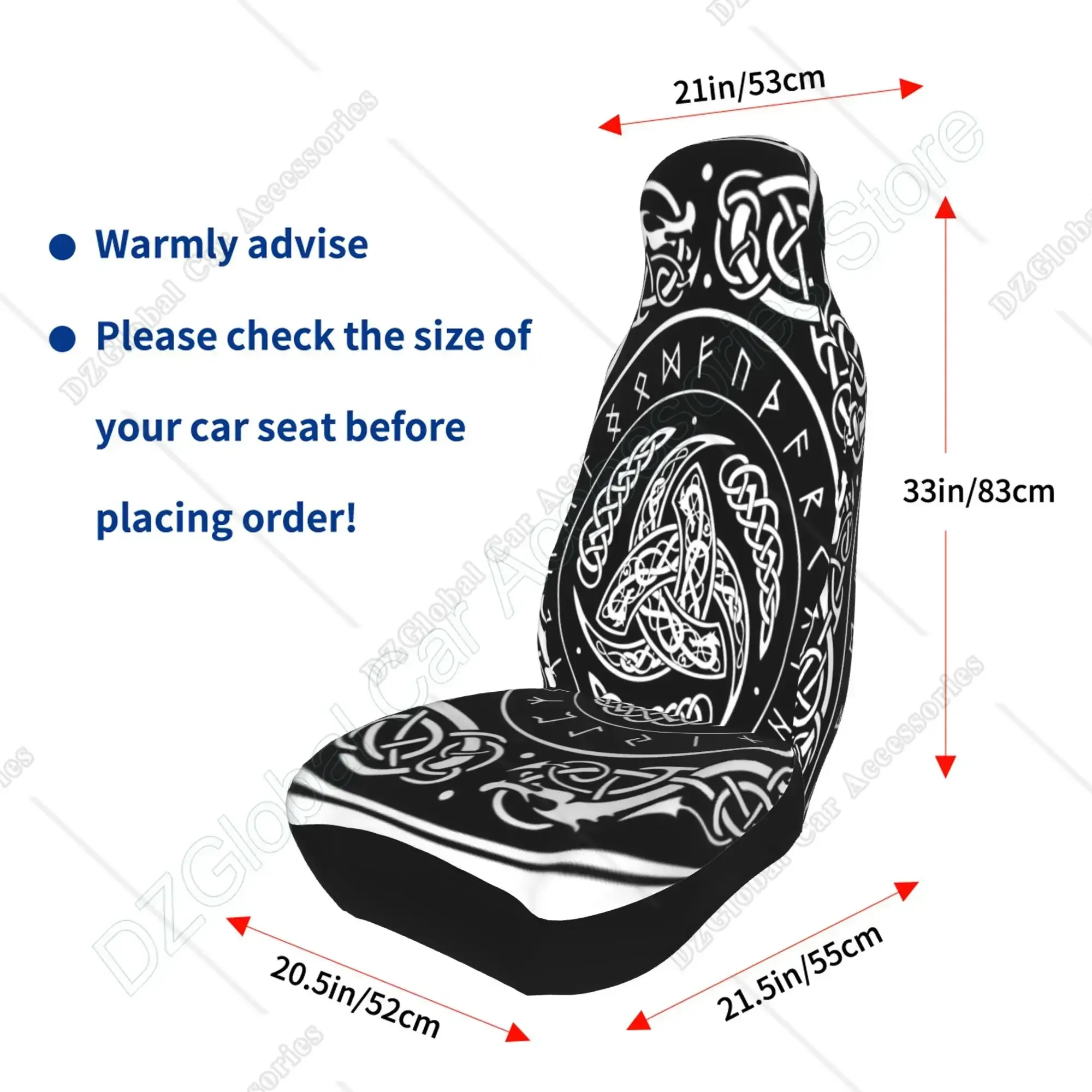 Pokrowce na fotele samochodowe Norse Triple Horn of Odin Zdobione skandynawskie ozdoby Zestaw 2 akcesoriów samochodowych Ochraniacze Dekoracja samochodu — zdjęcie 6