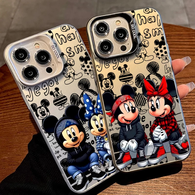 

Mickey Minnie Art Cartoon Anime For Apple iPhone 16 15 14 13 12 11 XR XS X Pro Max Plus Colorful Silver Phone Case Soft Cover