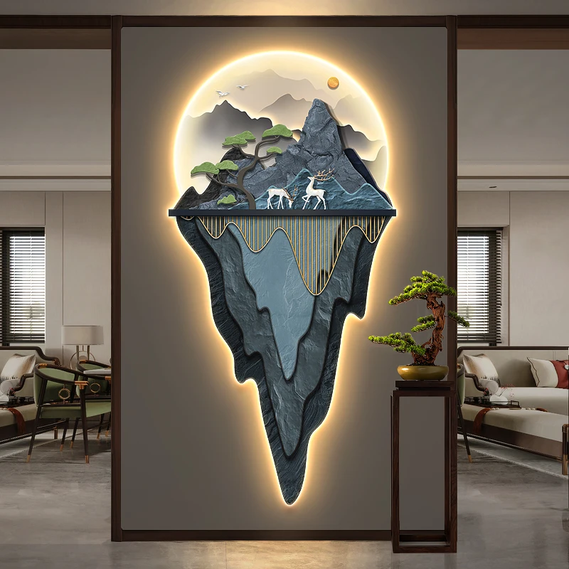 

Interior Decoration Wall Lamp Modern LED Elk Crystal Porcelain Mural Light Living Room Corridor Hanging Paintings Lighting Home