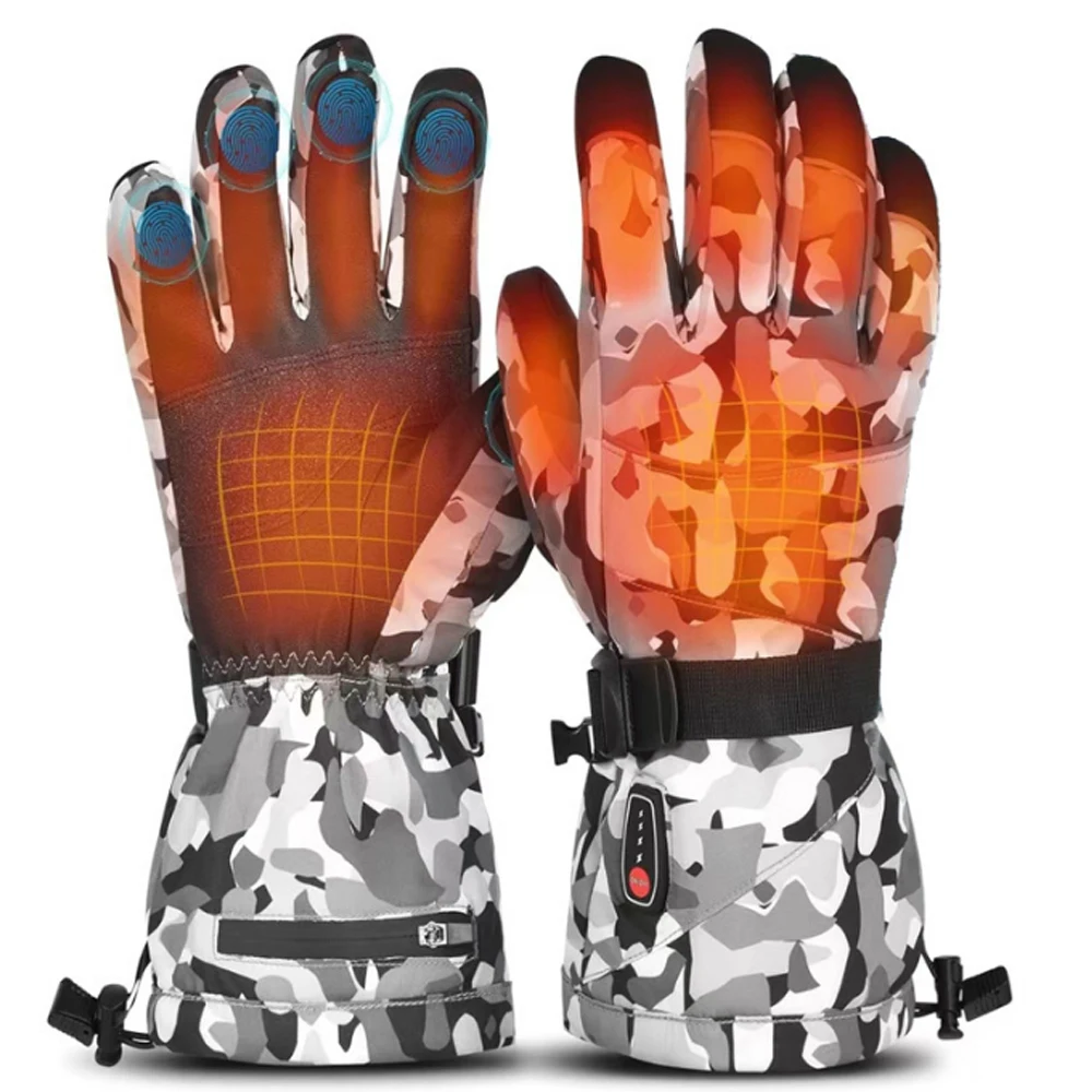 Custom 3 Temperature Adjustable Rechargeable Heated Gloves USB Charging Winter Hand Warmers for Motorcycle Ski Cycling Hunting