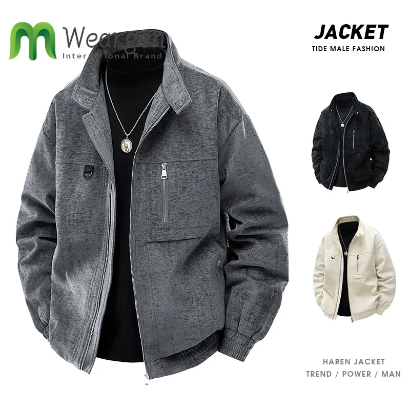 M-8XL Spring Men Casual Bomber Jacket Coat Mens Autumn Outdoor Cargo Vintage Loose Jackets Male  Lapel Baseball Jacket JK2596