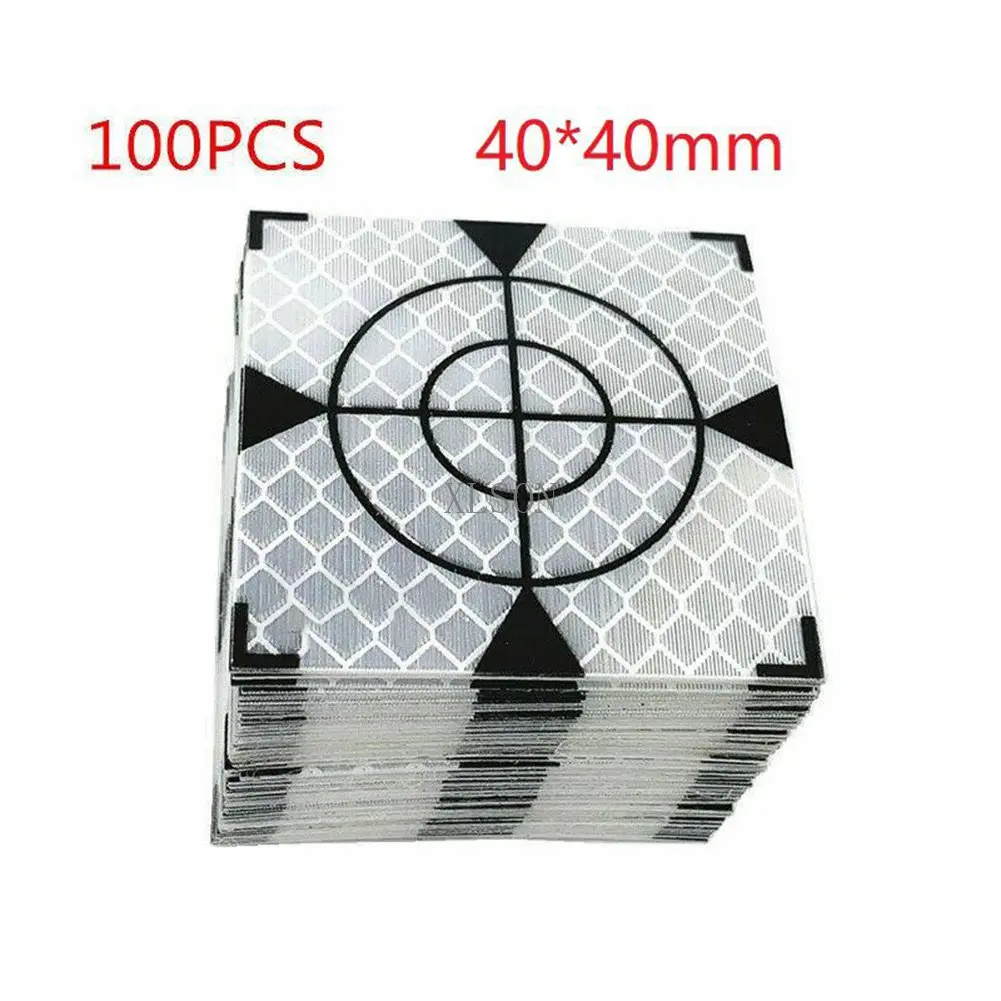 100PCS WHITE FLUORESCENT SHEET TOTAL STATION PARTS REFLECTIVE STICKER 60/50/40/30/20MM TAPE TARGET SURVEYING