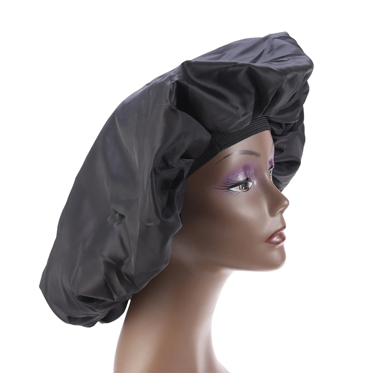 

Double Layer Band Sleeping Bonnets for Women XL Sleeping Cap Size Hair Protector Black Rubber Bath Cap