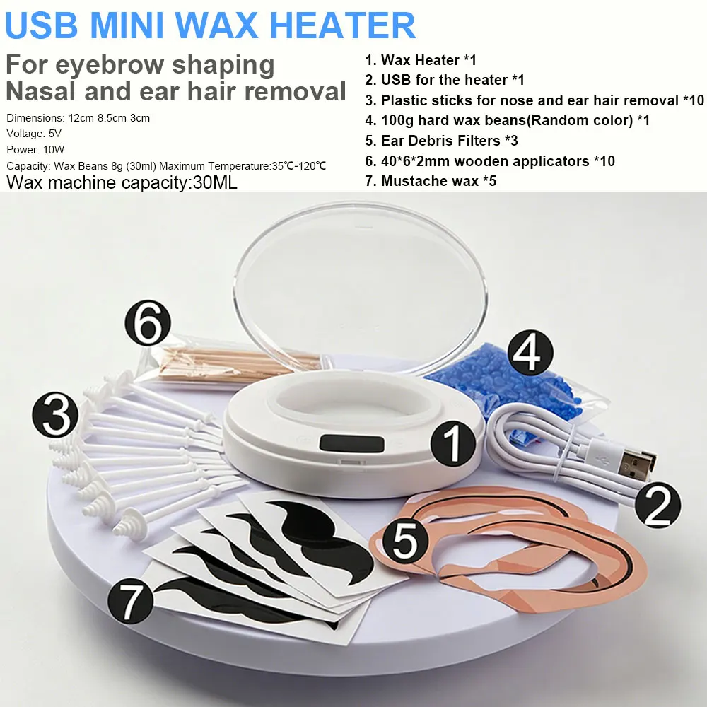 Mini USB Wax Heater Adjustable Temperature Touch Control Hair Removal Wax Melter Ear Nose Hair Remover Wax Bean Heating Machine view 5