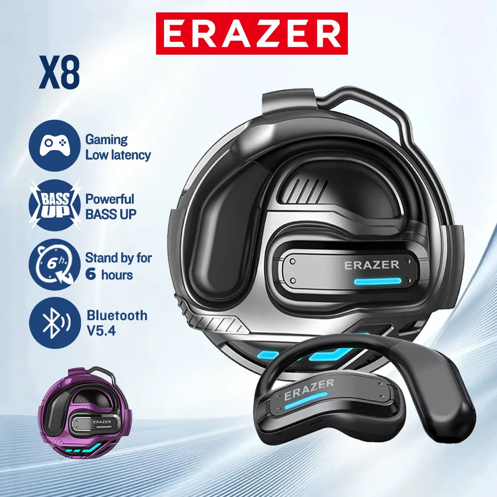 ERAZER X8 Gaming Earbuds Bluetooth 5.4 Wireless Headphones Low latency Waterproof HD Call Earphones with Mic