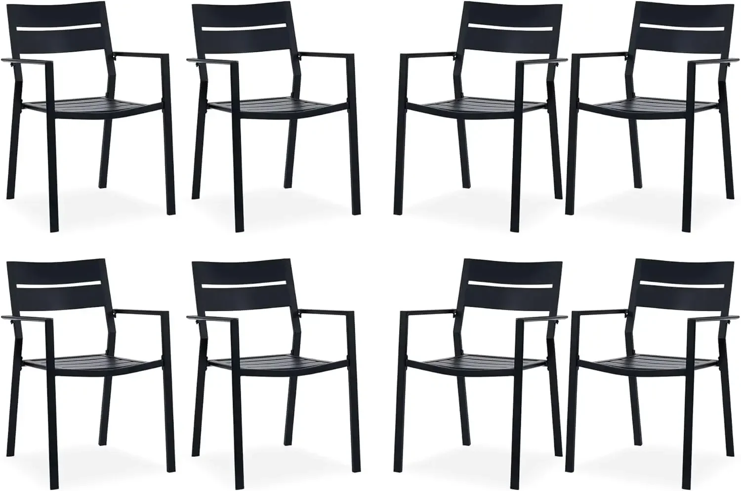 VICLLAX Stackable Patio Chairs Set of 8, Metal Outdoor Chair Set, Patio Lawn Chairs for Backyard, Poolside and Garden, Frame