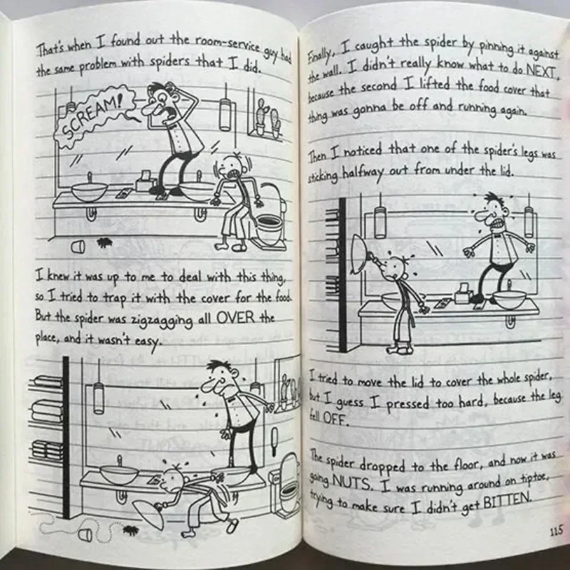 English Diary of a Wimpy Kid's Comic Novel Storage Book, Children's Reading Literature Gift, Random 2 Livros Diferentes