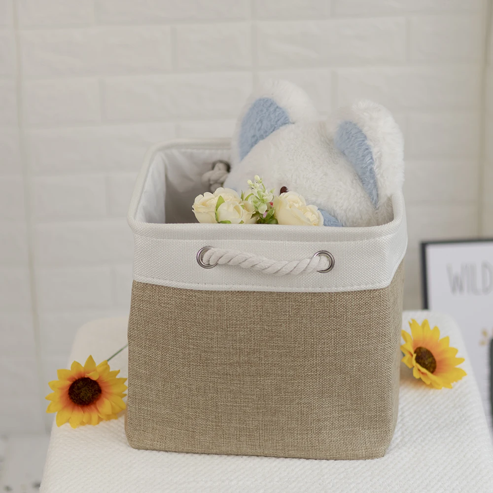 Foldable Storage Cubes Bins for Home Collapsible Fabric Storage Baskets with Ropes Office Closet Clothes Toys Organizer