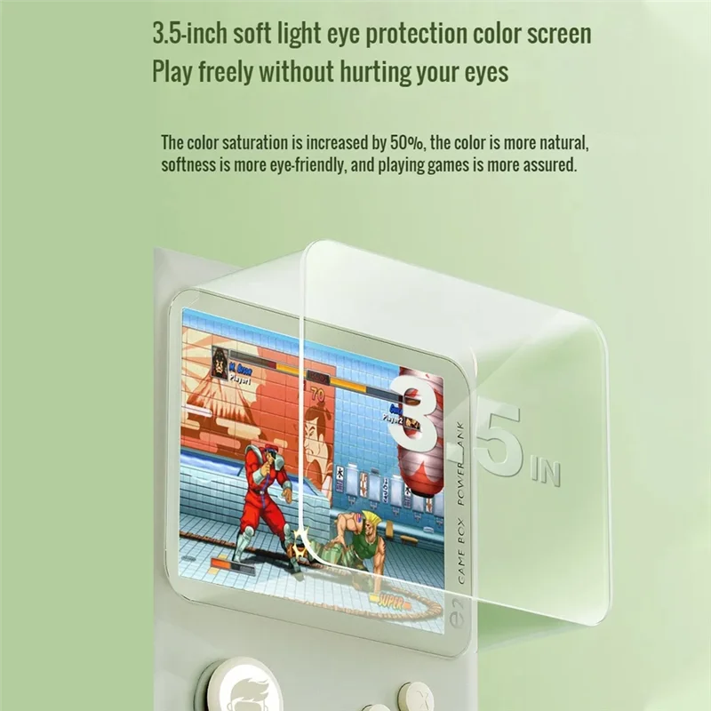 Consola de juegos con banco de energía Pantalla IPS de 3,5 pulgadas 6000 Mah Máquina Arcade de 10000 juegos de 16 bits-Verde Durable Fácil de usar