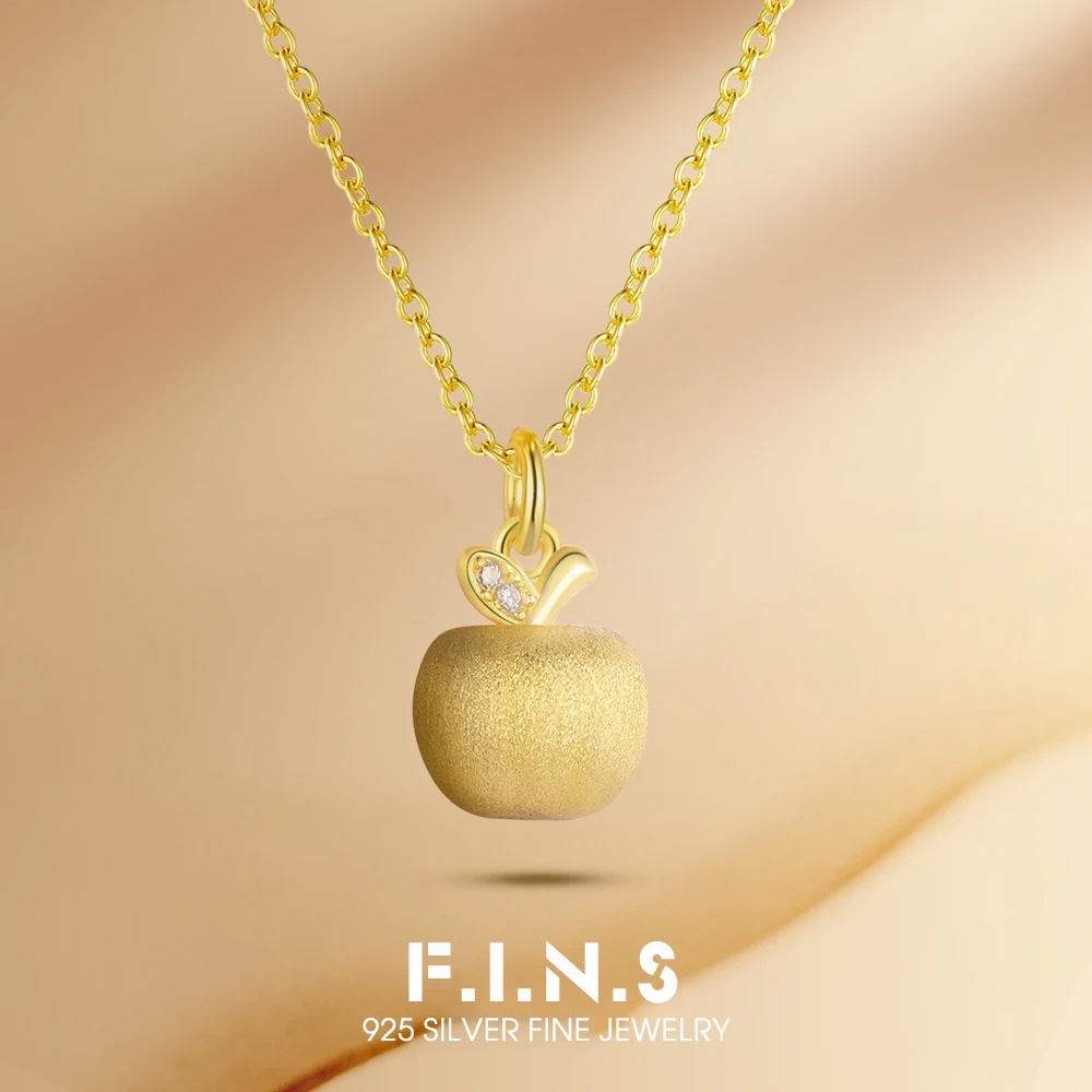 

Кулон-яблоко из серебра 925 пробы с матовым покрытием под золото, минималистичный, элегантный, роскошный, на цепочке для женщин
