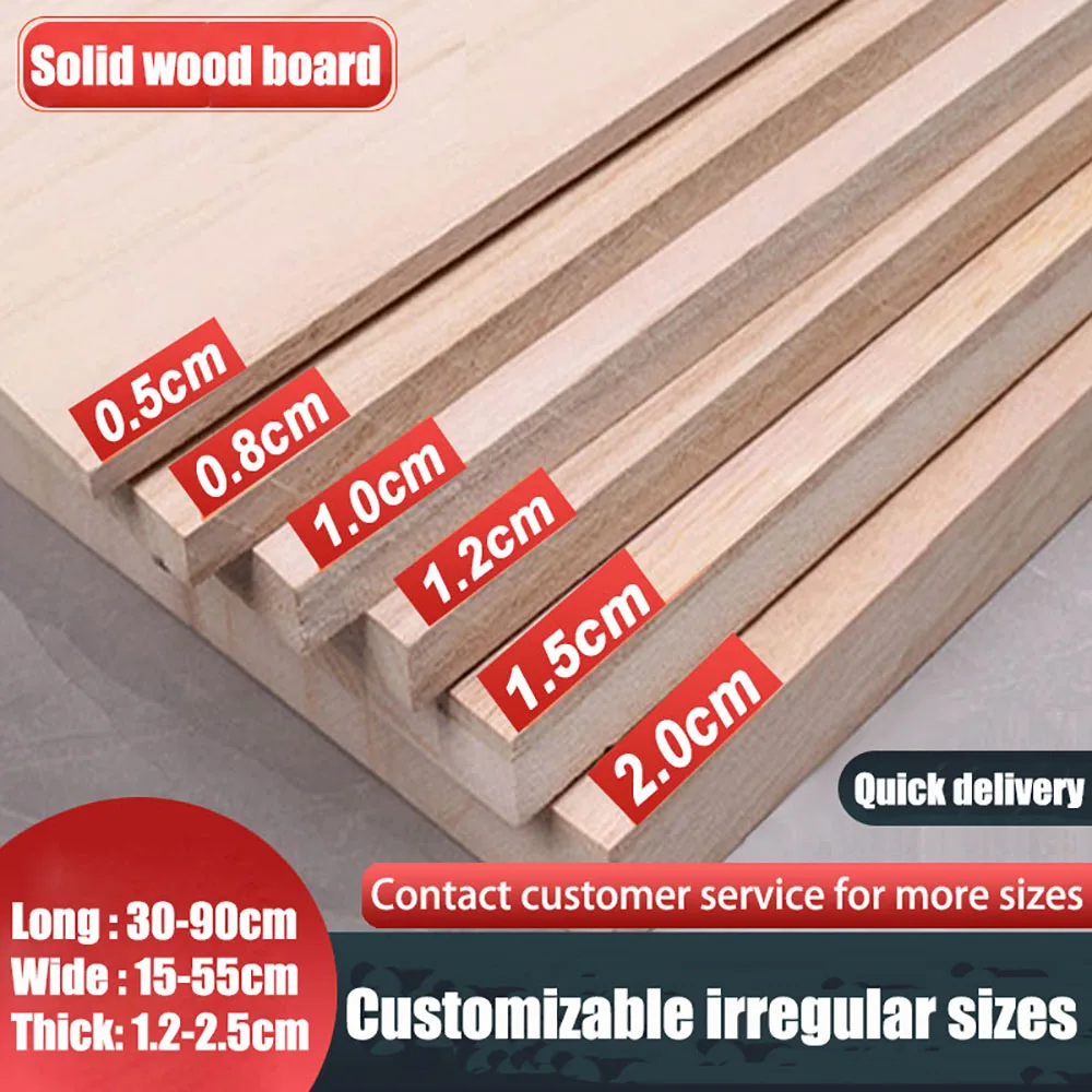 1Pcs Solid Wood Board Balsa Wood 30/40/50/60/70/80/90cm Long 15~55cm Wide 1.2/1.5/2/2.5cm Thick For Craft DIY Wood Material