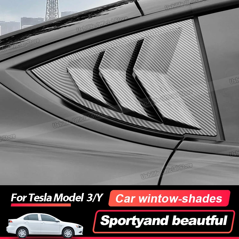 ABS Car Rear Window Shutter Cover For Tesla Model 3 2017-2024 Model Y 2019-2024 Side Louver Vent Trim Triangle Protective Shell