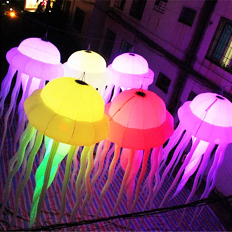 Hanging Beautiful lighting Inflatable Jellyfish With LED for Nightclub Ceilling or Music Party Decoration