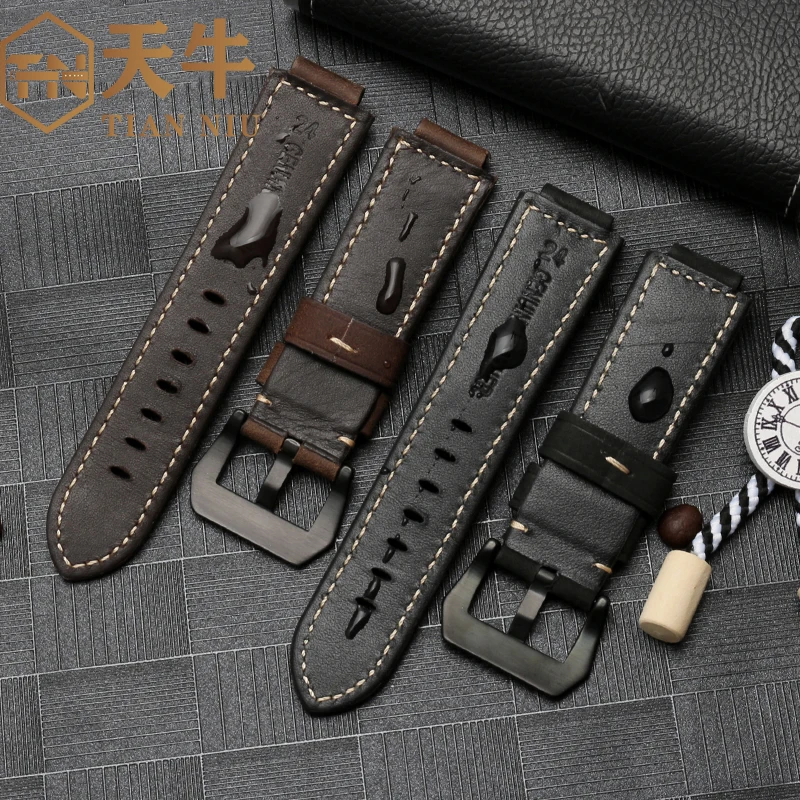 TIMEX 조수 스트랩 TW2R55500 T2N720 T2N721 T2N739 시리즈 24mm 제기 16mm 소 가죽 스트랩 남성용 팔찌 액세서리 선물 도구