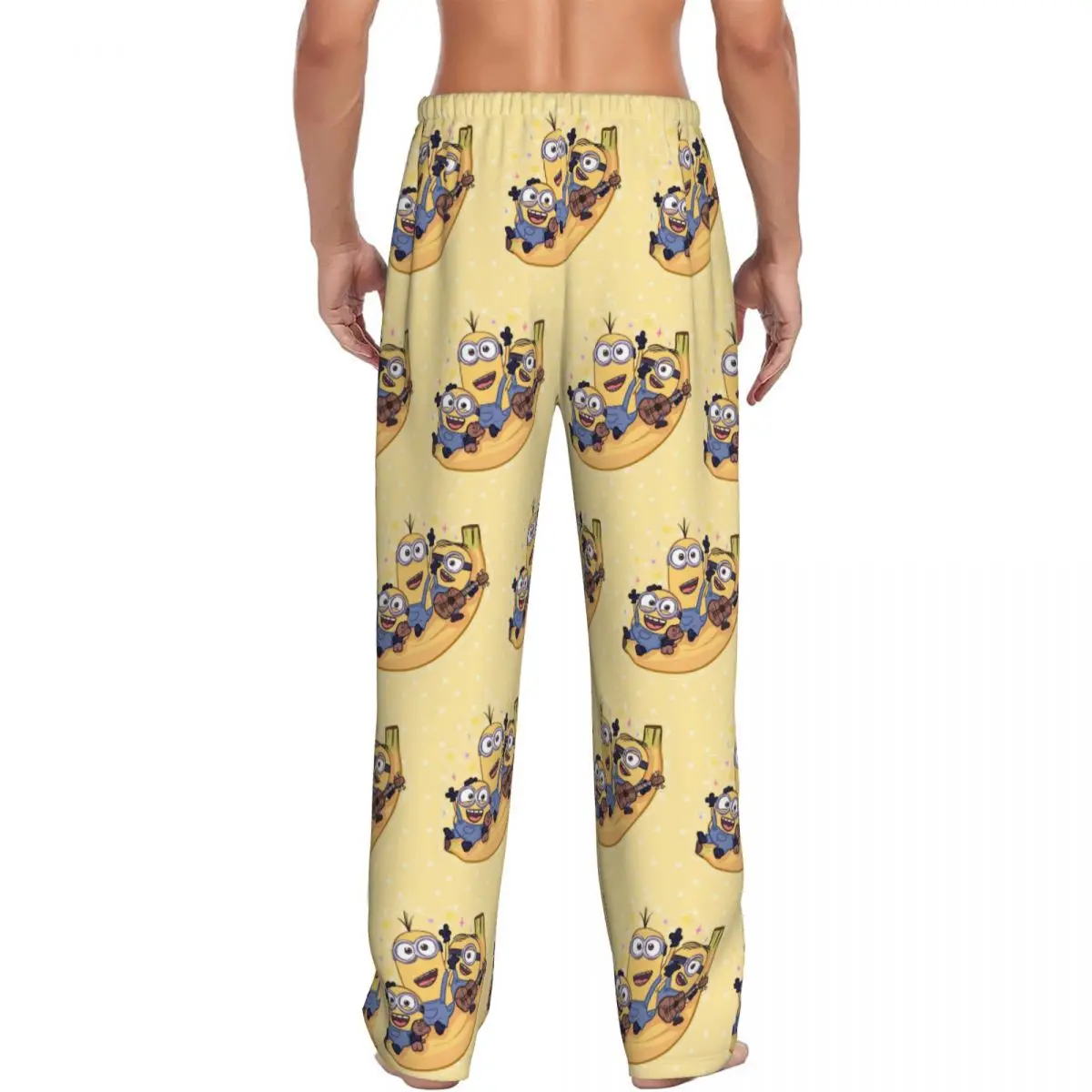 Pantalon de pyjama personnalisé M-Minions pour hommes, mignon, banane, salon, sommeil, cordon de serrage, bas de vêtements de nuit avec poches