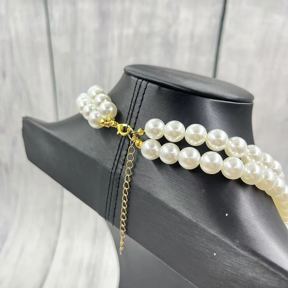 Topvekso Rho نادي نسائي SGR فيلو اللؤلؤ قلادة متعدد الطبقات بيان مجوهرات طويل المختنق #3