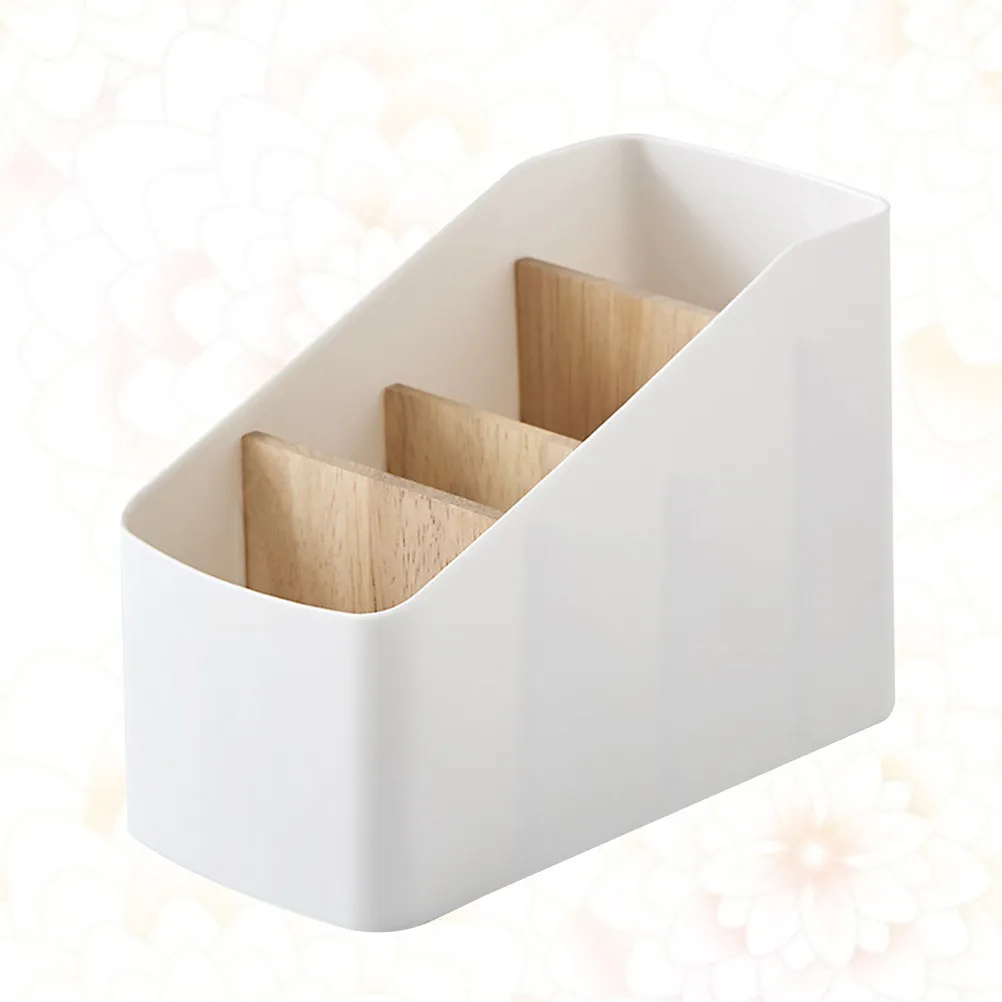 

1Pcs Wood Storage Basket Desktop Organizer Detachable Partition Box for Makeup Brush Cosmetics and Remote Control Storage