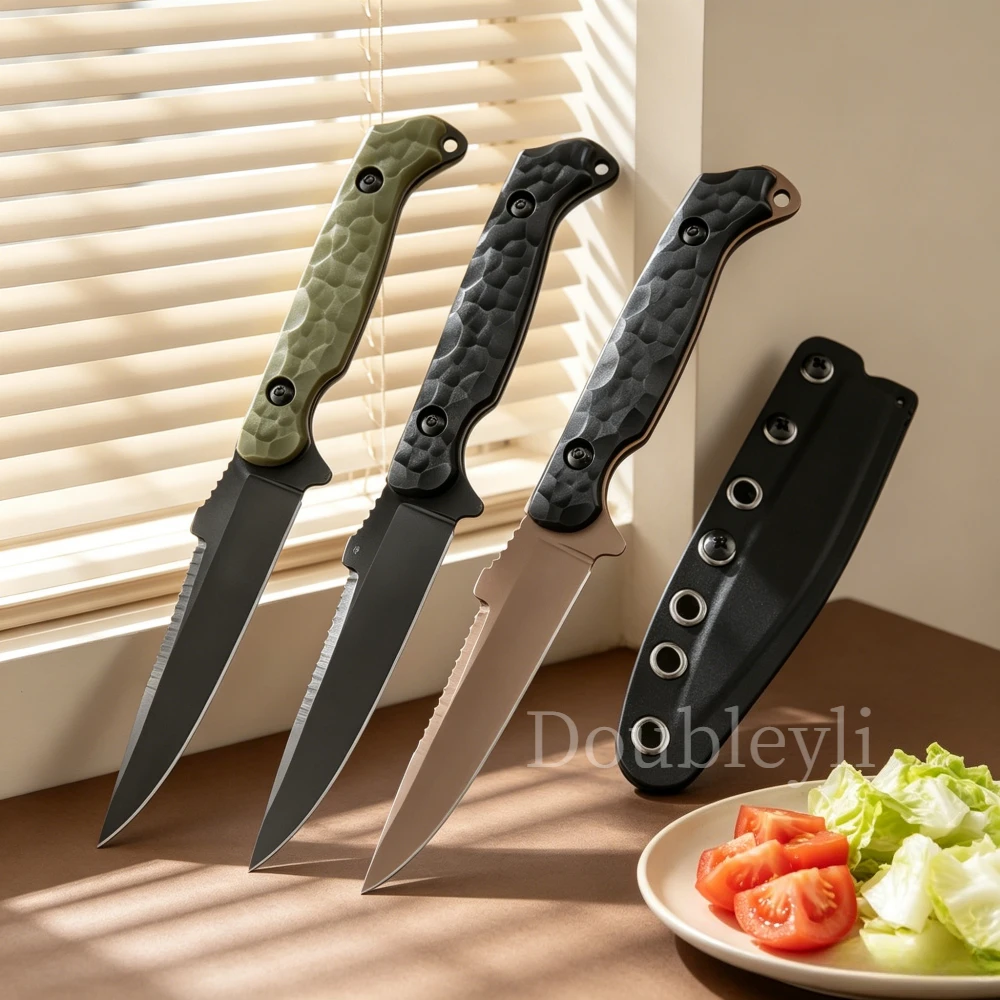 Cutting Vegetables Knife Ghtweight Practical Kitchen Knife EDC Tool Wilderness Travel Hiking Straight Knife with K Sheath Unisex