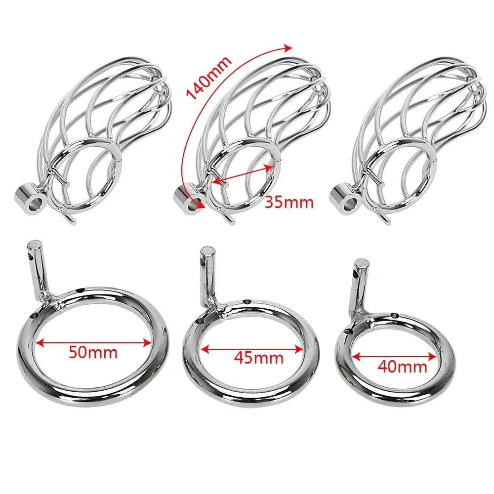 Stainless Steel Lockable Penis Sleeve Metal Penis Ring Bondage Chastity Cage Lock Cock Cage Sex Toys For Men Chastity Device