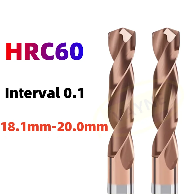 

HRC60 60mm 80mm Carbide Twist Drill Bit CNC Hole Making Drilling Tool Diameter 18.1mm-20mm For Metal Steel 1PCS Tin Coated