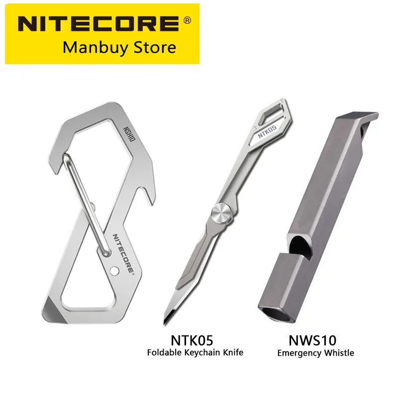 NITECORE NSH10 Multiuse Titanium Snap Hook 3-in-1 TC4 Bottle Opener Flat-head Screwdriver Keychain Backpack EDC Hanging Tool