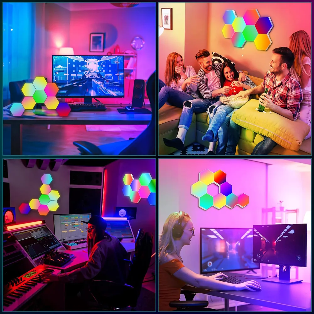USB RGB LED Hexagon Light Smart Indoor Wall Light APP Remote Control Night Light Computer Game Room Decoration Bedroom Bedside - view 5