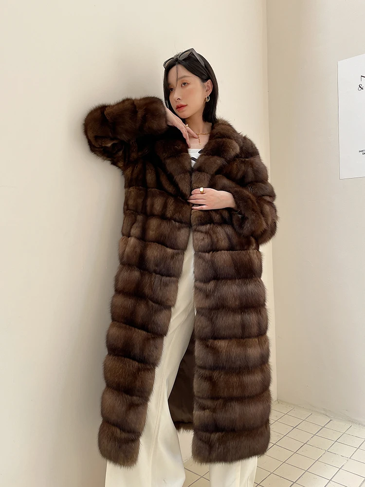 

Fangtai 2023 New Winter Warm Luxury JacketsNatural Real Russian Sable Starry Long Women's Fur Coat Special Price Free Shipping