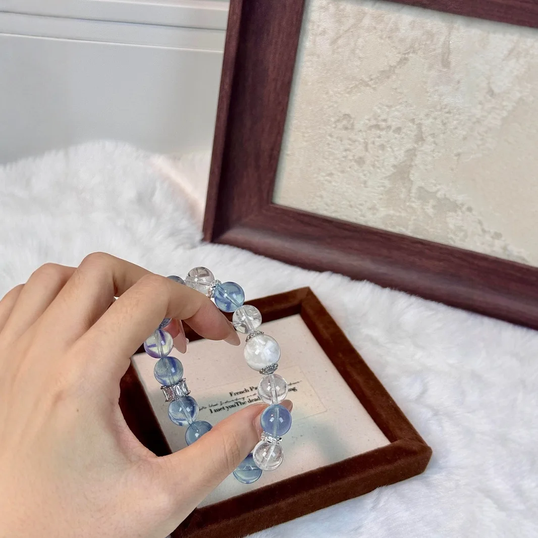 Natural Aquamarine Crystal Bracelet Women's Crystal Bracelet Niche Original Design