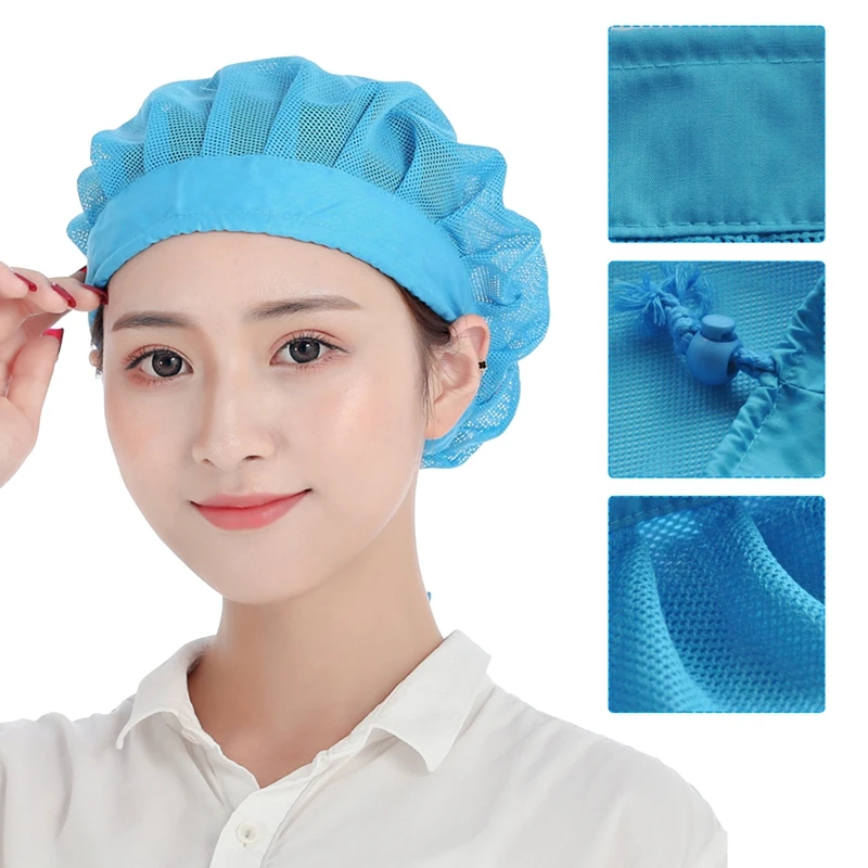 

Unisex Elastic Mesh Caps Cafe Bar Kitchen Restaurant Hotel Bakery Waiter Chef Work Wear Hats Men Women Breathable Workshop Caps