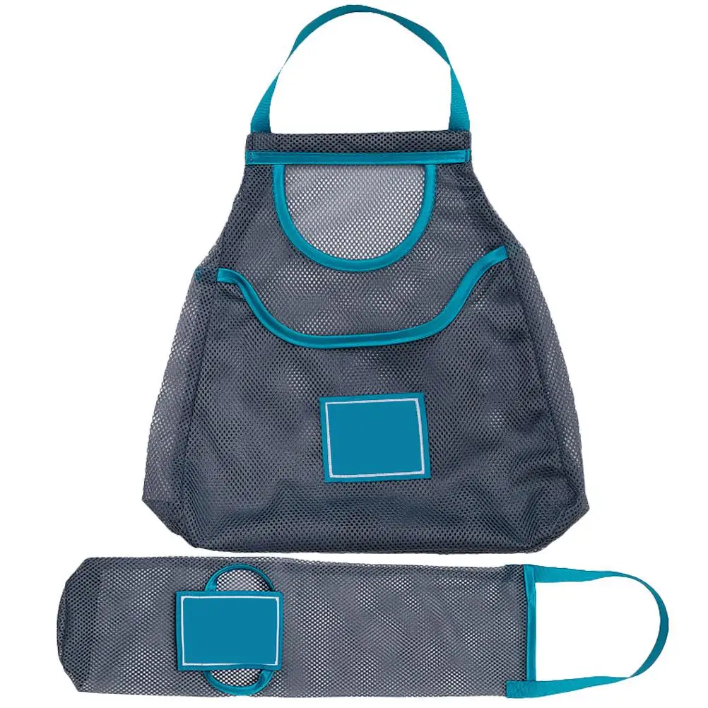 

2 pcs Blue Small+Medium Fruit Vegetable Storage Mesh Bags Reusable Kitchen Wall Hanging Pouches Home Organizing Solution