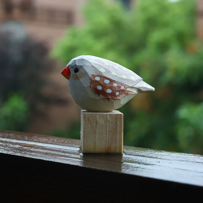 Nordic Wooden Bird Statue Decoration Ornaments Decorative Carved Wood Robin Bird Figurine Garden Home Decor Craft Cute Decor