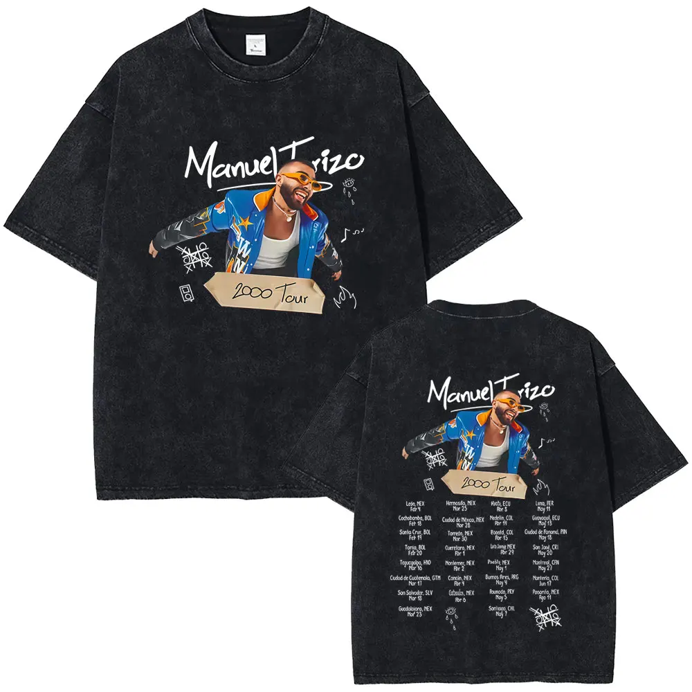 

Manuel Turizo 2000 Tour Washed Vintage T-shirt Summer Men Women Hip Hop Fashion Oversized Tshirt Men's Casual Cotton T Shirts