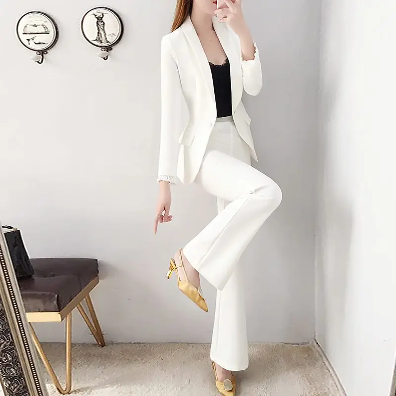 2 Piece Outfits 2024 Set of Two Fashion Pieces for Women Formal Kit Blazer Suit Womens Sets Pant Korean Style White Office Pants