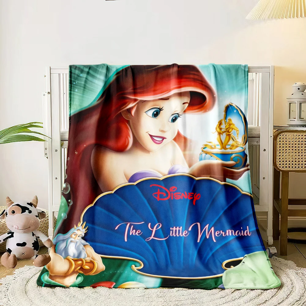 1 PC Little Mermaid Ariel blanket - Lightweight Flannel Throw for sofas, travel, camping, living rooms, offices, chairs and beds