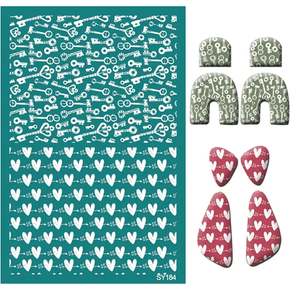 Reusable Valentines Day Silk Screen Transfers Heart Flowers Earrings Stencils for T-Shirt Valentines Day Mesh Transfers