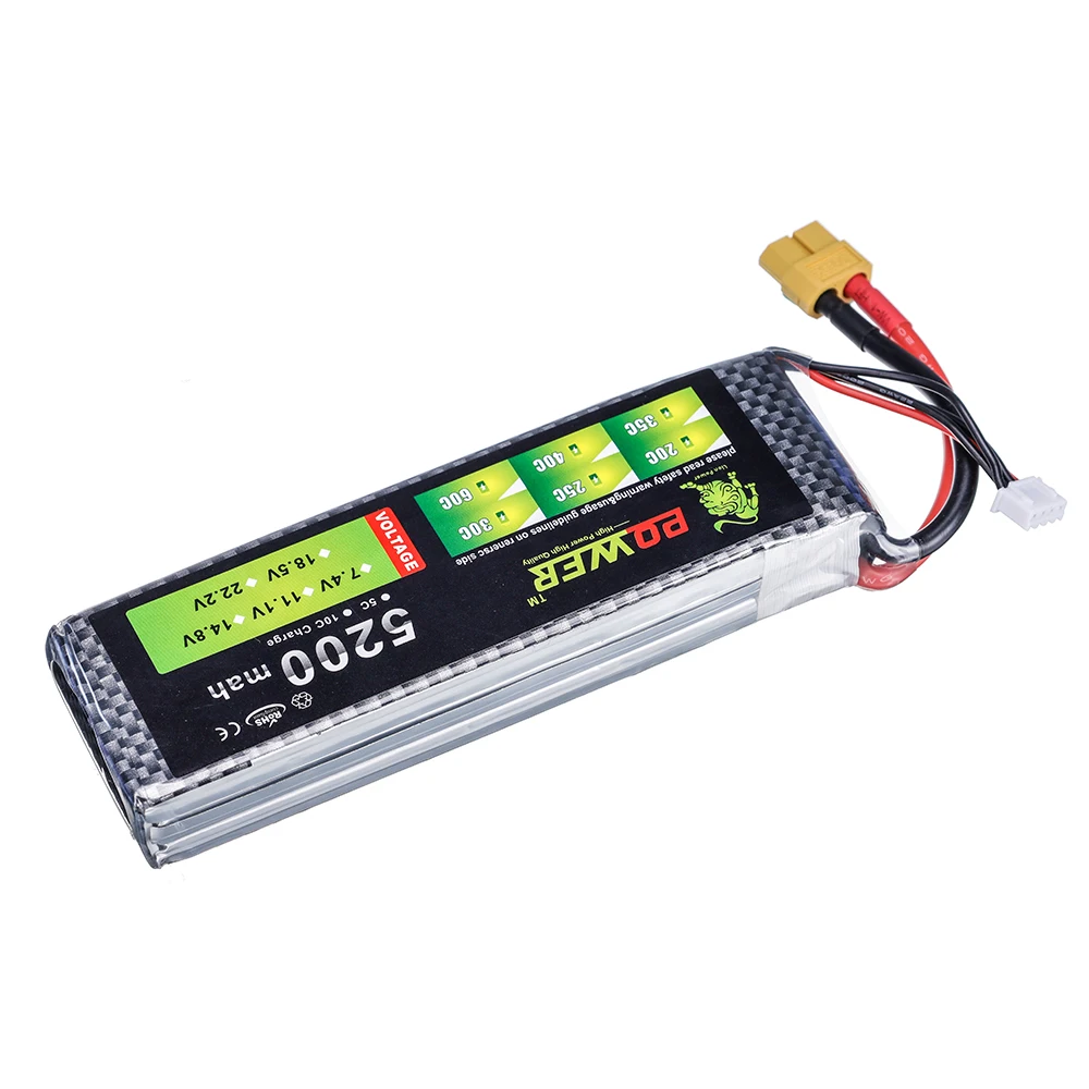 RC toys battery 7.4V 11.1V 14.8V 5200mah lipo battery For RC Quadcopter Airplane Drone Car Boat toy parts 2S 3S 4S battery