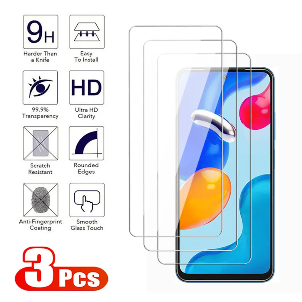 3Pcs Transparent Tempered glass For xiaomi Redmi Note 11 Pro Plus Max 4G 5G Screen Protector for Redmi 11E 11SE 11T Lite Film