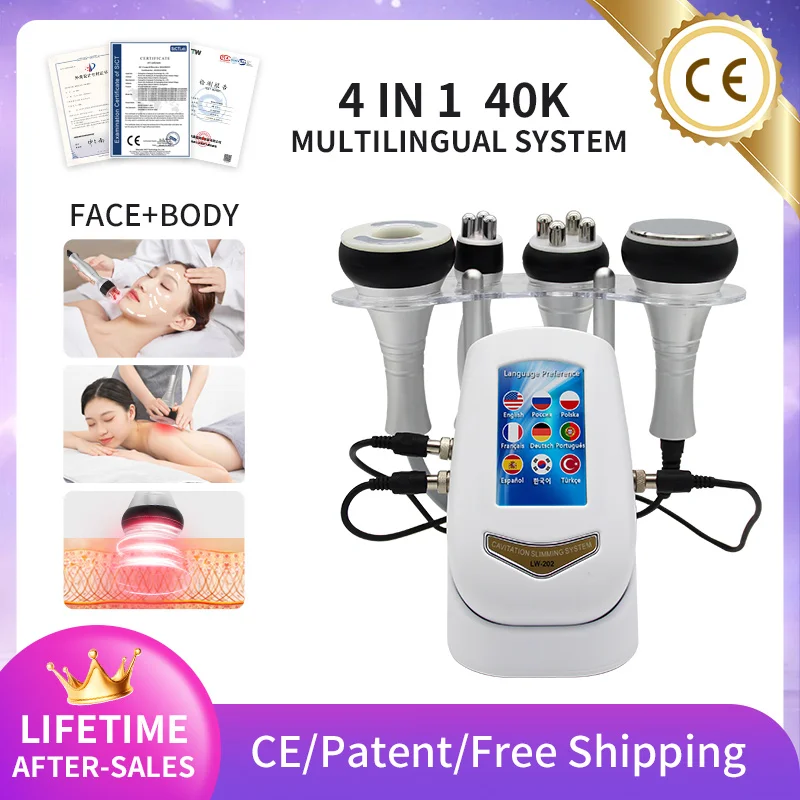 

40K 4IN1 Cavitation Body Slimming Vacuum Suction Radio Rf Ultrasound Slimmer Weight Loss Cellulite Reduction Shaping Facial Tool