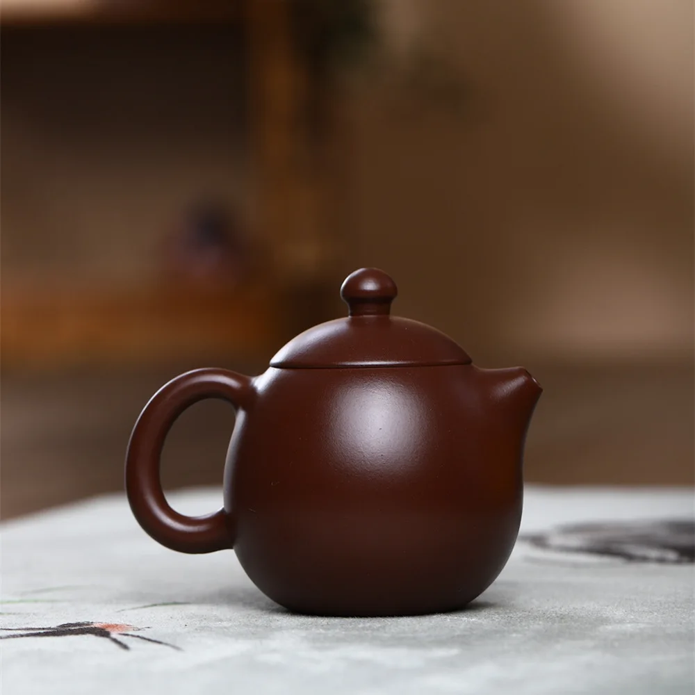 200cc Yixing Purple Clay Teapot Handmade Zhu Mud Dragon Egg Kettle Chinese Beauty Tea Infuser Raw Ore Zisha Tea Pot  Drinkware