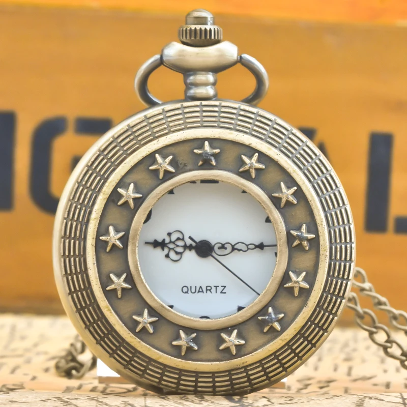 الرجعية البرونزية Steampunk الهيكل العظمي ستار الوجه غطاء الذكور والإناث طالب هدية الكوارتز قلادة ساعة الجيب التذكارية