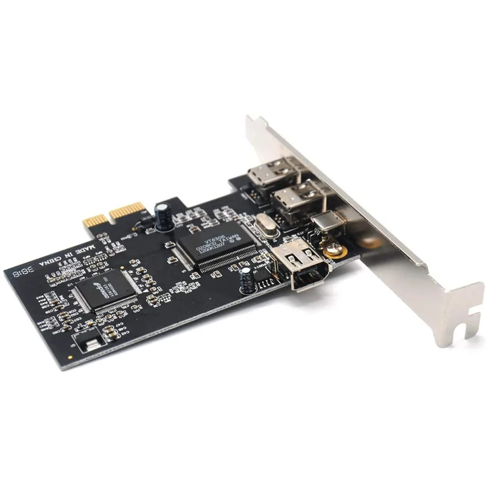 PCIe 3 Ports 1394A Firewire Expansion Card, PCI Express 1X to IEEE 1394 Adapter Controller for Desktop PC, DV Connection