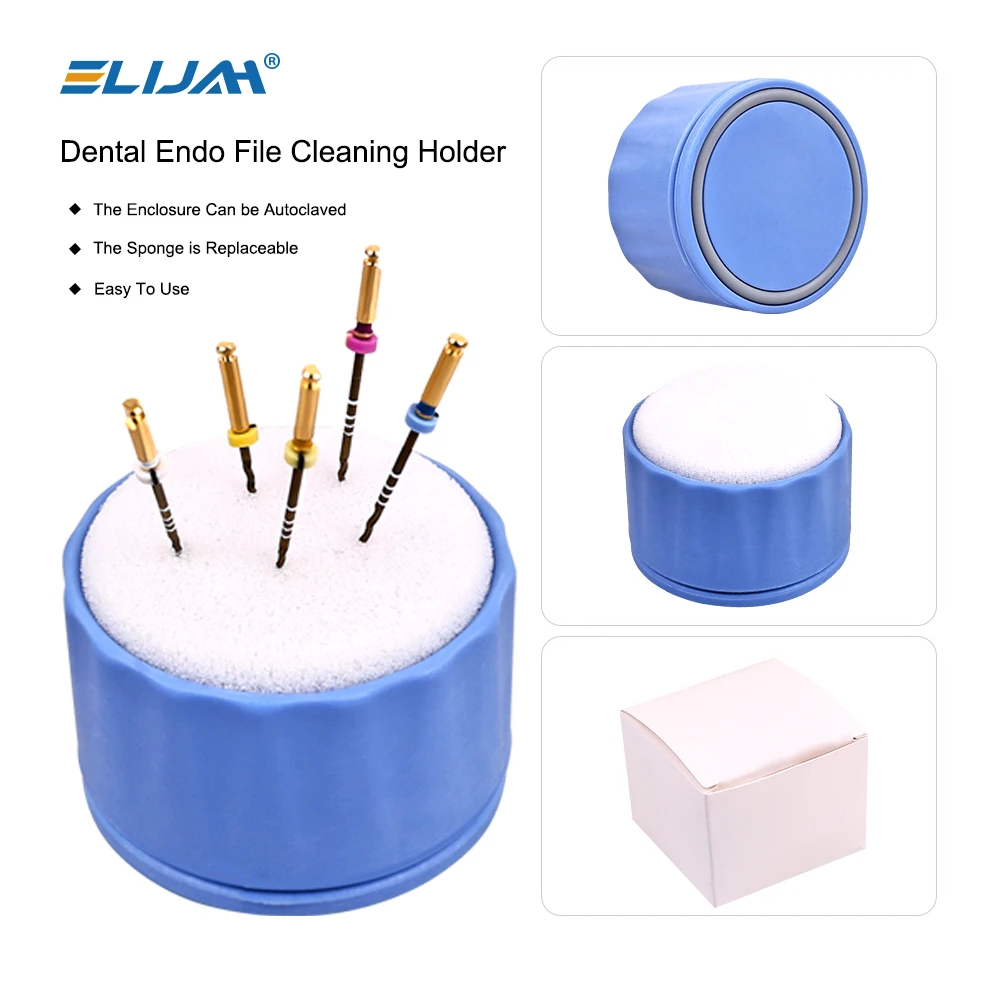 ELIJAH Dental Endo File Clean Holder Round Endo Stand Cleaner Sponge Endodontics File Dentist Root Canal Reamer Cleaning Devices