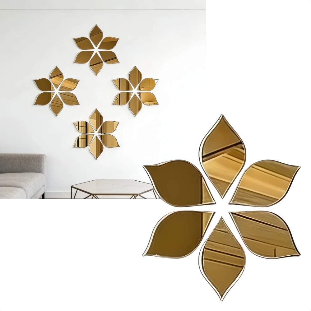 6/12/24pcs Acrylic Mirror That Will Not Break Wall-attached High Definition Self-adhesive Soft Mirror Non-punching Decorative