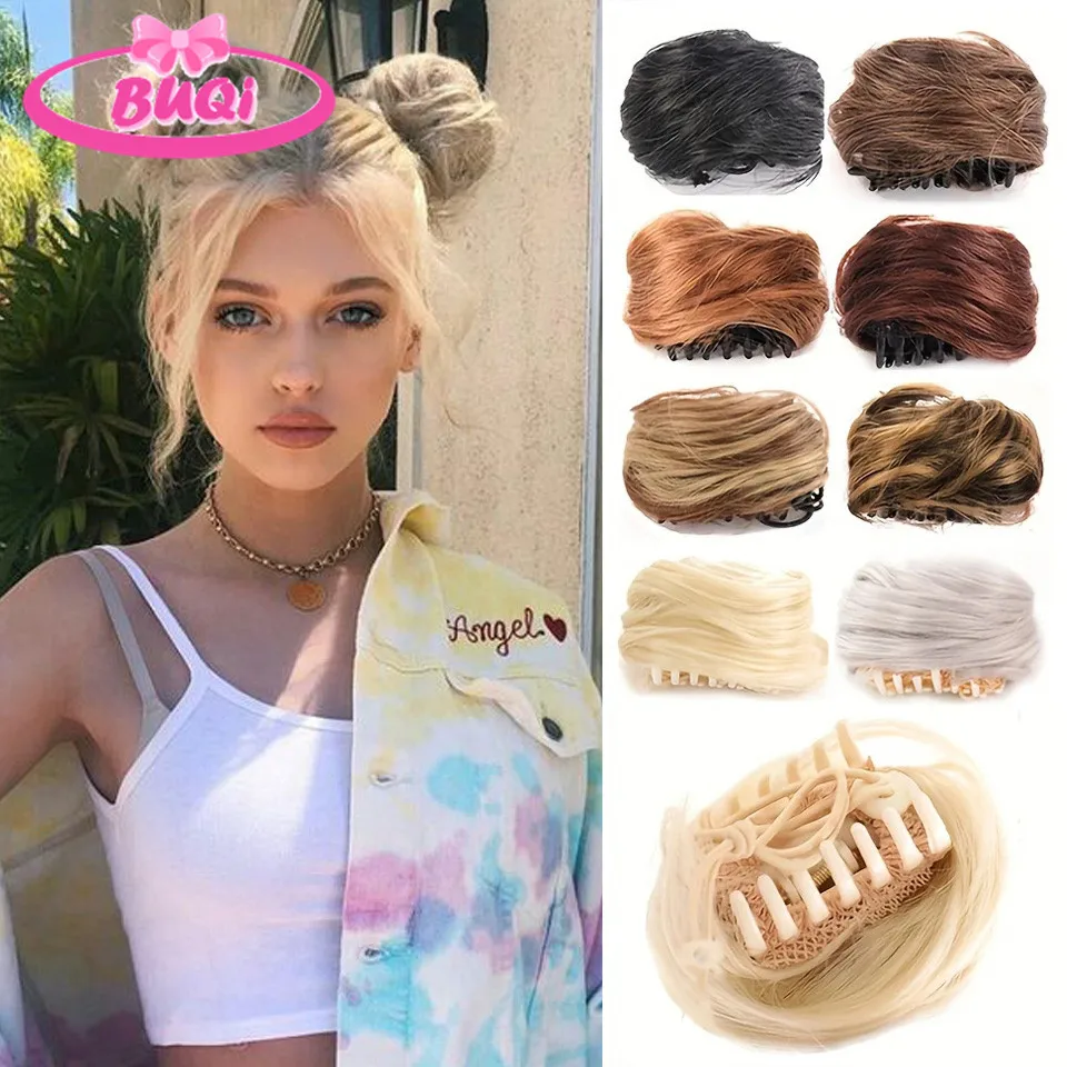 

BUQI Chignon Synthetic Hair Buns Straight Hair Scrunchy Chignon Hairpieces With Elastic Bands Messy Bun Hair Extensions