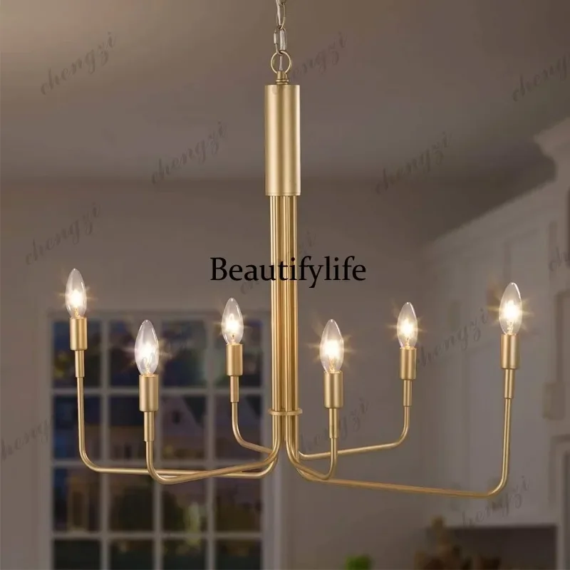 M138 American retro wrought iron simple chandelier French art living room lamp dining room lamp B & B villa stair lamp