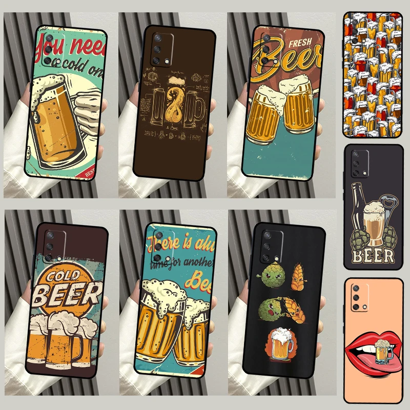 Time Drink Cold Beer For OPPO A74 A54 A94 A53S A54S A31 A5 A9 A52 A72 A91 A93 A96 A15 A17 A57 A77 Phone Case