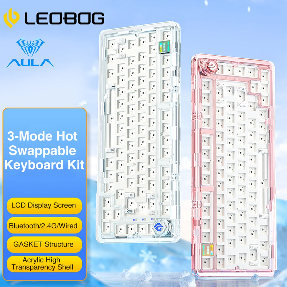 LEOBOG K81 Pro Mechanical Keyboard Hot Swap Transparent Wireless Bluetooth 5.0/2.4G/Wired 3-Mode RGB Backlight Game Keyboard