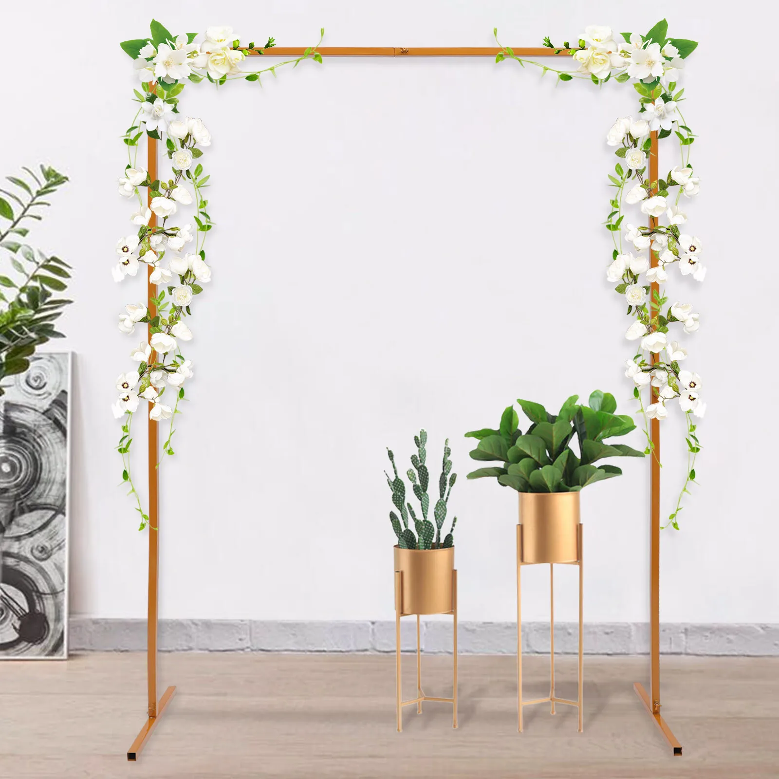 

Металлическая прямоугольная рама-арка для цветов, золотая, для свадеб и мероприятий