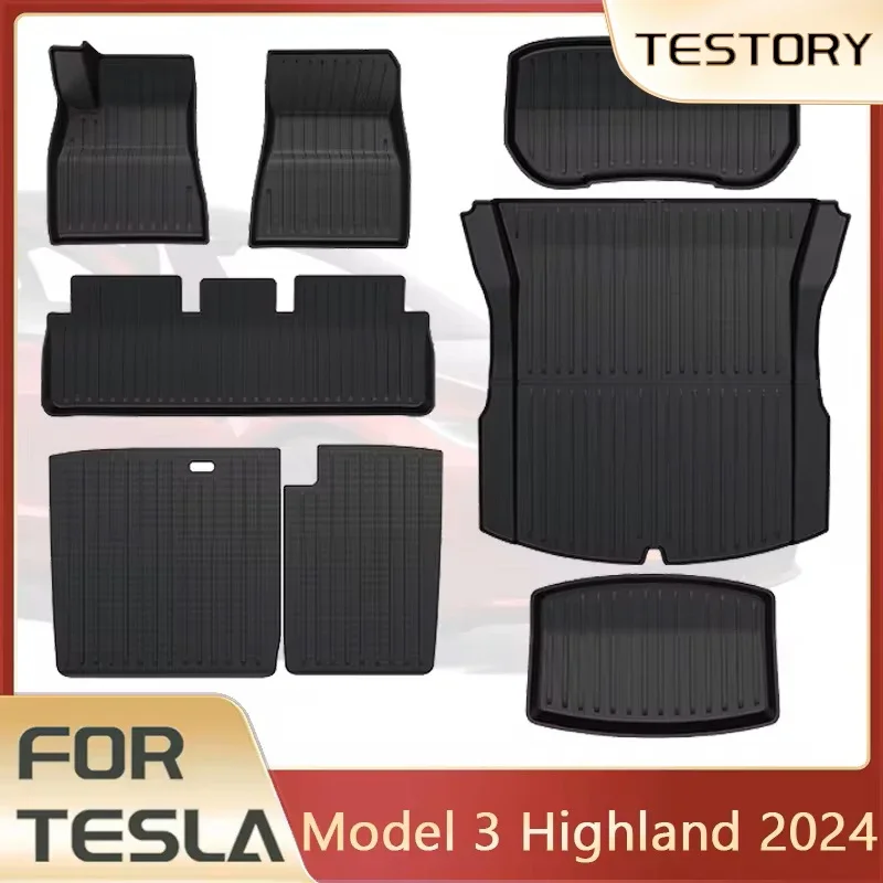 Floor Mats Cargo Liner For Tesla Model 3 2024 Highland Waterproof Anti-slip Trunk Mat TPE Pads Model 3 2024 Highland Accessories