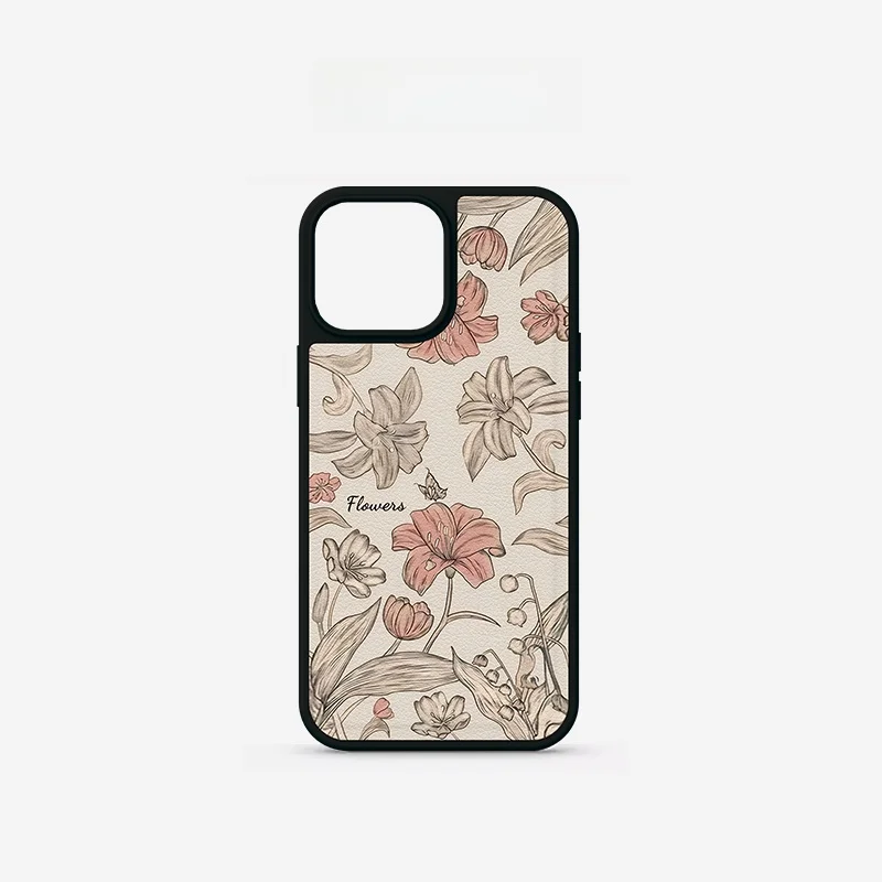 

QX Vintage Lilies Skin Texture Phone Case for 15Promax New Women's 2024 High Quality Luxury 16 Elegance 12 iPhone...